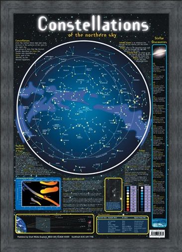 Framed Framed Constellations of the Northern Sky - Stellar Map